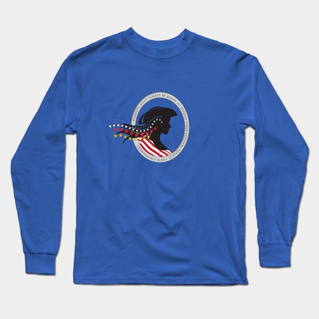 US Patriots Flag and Imprinted Sportswear Long Sleeve T-Shirt by DDGraphits